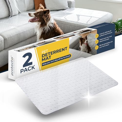 PROTECTO Dog & Cat Repellent Mat with Spikes - Pack of 4 Anti Cat Mats for Sofa, TV Table, Plants - Transparent, Odourless & Aesthetic Sofa Protection | Thorn Grid Against Cats (2 Packen) von PROTECTO