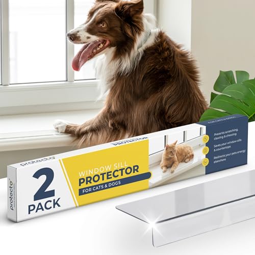 Protecto 2er-Pack Fensterbank-Schutz für Hunde 90,2 x 5,7 cm Klarer Fensterschutz gegen Kratzen Kauen Klauen von Katzen Halten Sie Ihre Fensterbänke glatt Pfoten sicher Ultrastarker Fensterbank-Schutz von PROTECTO