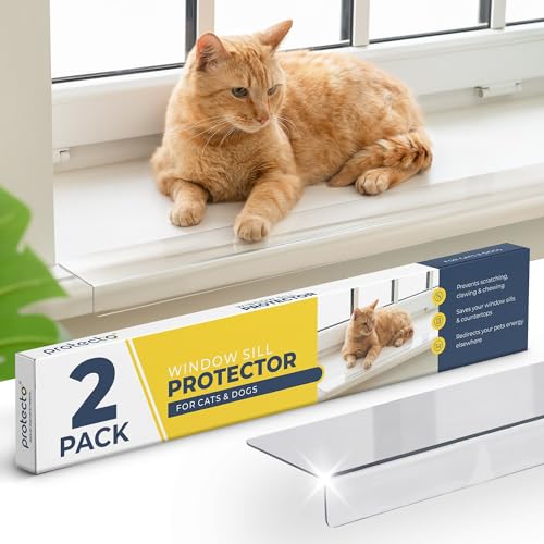 Protecto 2er-Pack Fensterbank-Schutz für Hunde 74,9 x 8,3 cm Klarer Fensterschutz gegen Kratzen Kauen Klauen von Katzen Halten Sie Ihre Fensterbänke glatt Pfoten sicher Ultrastarker Fensterbank-Schutz von PROTECTO