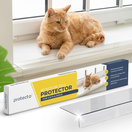 Protecto Fensterbank-Schutz für Hunde 90 x 5,7 cm Klarer Fensterschutz gegen Kratzen, Kauen & Klauen von Katzen | Halten Sie Ihre Fensterbänke glatt & Pfoten sicher Ultrastarker Fensterbank-Schutz von PROTECTO