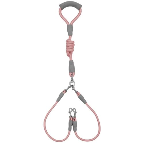 Hundeschleppseil, Hundeleine, Hundeleine for Spaziergänge, mittelgroße Doppel-Hundekette, Doppelleine, eine Schleppleine, Zwei Leinen mit Heimtierbedarf, Hundeleine(Pink) von PRPRP