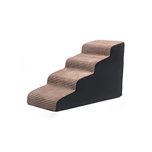 Haustier-Klettertreppe, Hunde-Stufen, Treppen, abnehmbare und waschbare Schwammleiter, Stufen, Bett-Hang-Kletterleiter für ältere Hunde (Brown 4steps) von PRUJOY