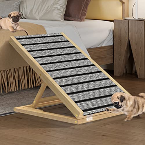 Hundekletterleiter Stufen Katzenbett Klappleiter Rampe Höhe 2-stufig verstellbar Haustiertreppenzubehör (70cm) von PRUJOY