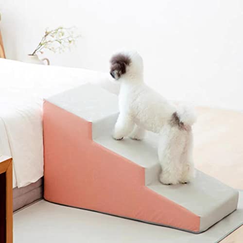 Hundetreppe für kleine Hunde, extra breite Haustierstufen, erhöhte Bett-Hundestufen, für verletzte Hunde, ältere Hunde, Katzen, Haustiere mit Gelenkschmerzen (Pink 40 * 70 * 38CM) von PRUJOY