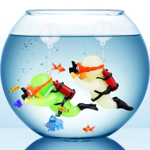 PSMILE Leuchtendes schwimmendes Aquarium Fotografie Aquarium Dekorationen mit schwimmender Kugel Lovely Diver Fish Tank Dekorationen Fish Toy Floating Device Fish Tank Accessories Grün & Weiß von PSMILE