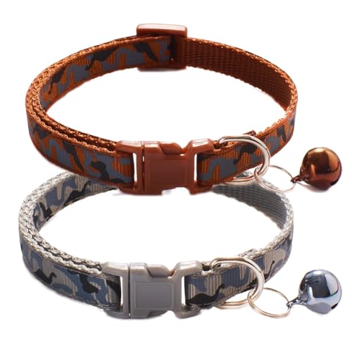 Extra kleines Hundehalsband mit Glöckchen, 2 Stück, Katzenhalsband, männliches Welpenhalsband mit Glöckchen, verstellbar, für XXS, XS, kleine Haustiere, Hunde und Kätzchen von PSPORT