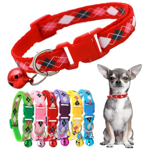 Glöckchenhalsband für kleine Hunde, Nylon, Katzenhalsband, Kunststoffschnalle, Welpenhalsbänder für kleine Welpen, Mädchen, Kätzchen, XXS, XS, extra kleine Haustiere von PSPORT