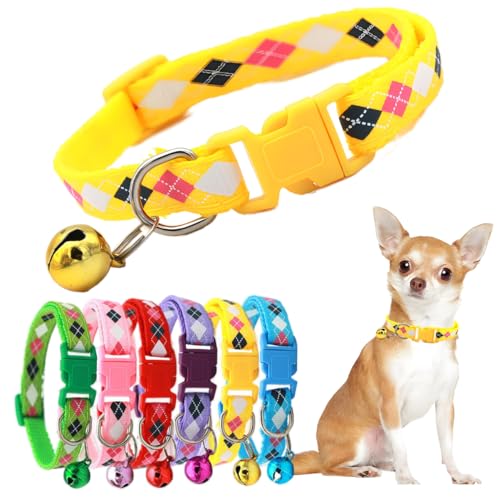 Hundehalsband für kleine Hunde mit Glöckchen, Nylon, für Jungen, Katze, Kunststoffschnalle, Kätzchen, Glöckchen, Halsband für kleine Welpen, männlich, XXS, XS, extra kleine Haustiere von PSPORT