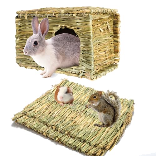 PStarDMoon Bunny Grass Haus aus aus essbarem Naturgras, handgefertigt, bequemes Spielhaus für Kaninchen, Meerschweinchen und kleine Tiere zum Spielen, Schlafen und Essen (style6) von PStarDMoon