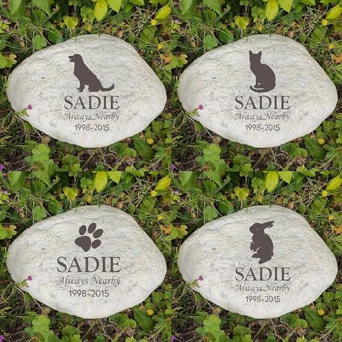 PTATT Personalisierte Haustier-Gedenksteine für Hund/Katze, lasergraviert, Grabstein, Grabstein, Grabstein, Gedenkstein, Garten, Outdoor, dekorative Steine, Verlust von Haustier-Sypathie, Geschenk von FOXCUP