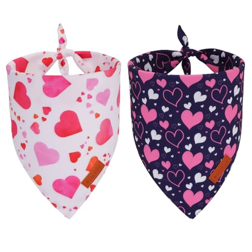 PTDECOR Valentine Hundehalstuch, wendbares Hundehalstuch, Dreieckstuch für Haustiere, Größe XL, Weiß / Violett von PTDECOR