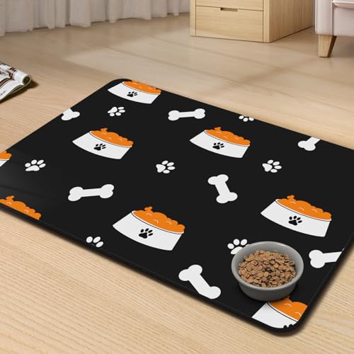 PTFFF Pet Feeding Mat for Dogs and Cats, Pet Food and Water Bowl Placemat, Quick Dry Non-Slip Dog Mats for Water Spills, Puppy Pad Tray Prevent Food Overflow, Suitable for Small, Medium and Big Pets von PTFFF