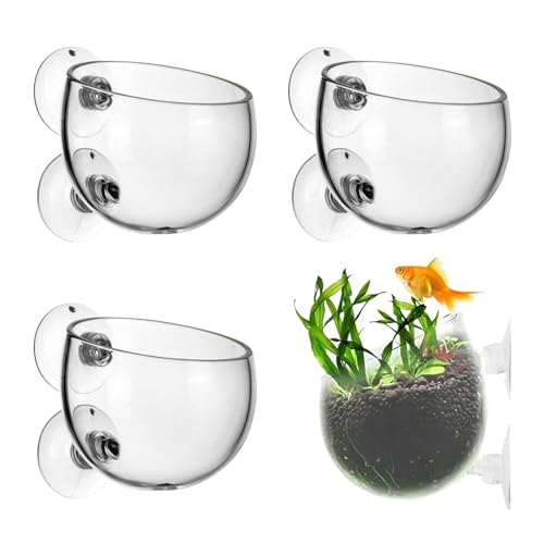 4 Pcs Wasserpflanzen Aquarium Topf, 6x7cm, Pflanztopf für Aquarium Glas mit 8 Saugnäpfe, Pflanzenhalter für Aquarium Pflanzen Deko Aquarienpflanzen Aquascape Aquatic Glashalter Fischtank, Transparent von PTJJXA