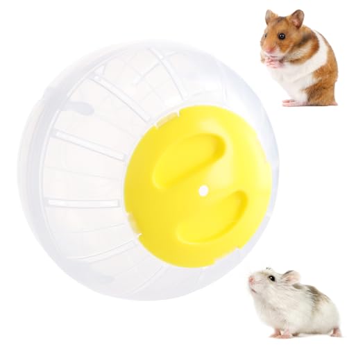 Hamsterball, Hamsterrad Übungsball Kunststoff, Gymnastikball Hamster, Hamsterball Groß 14,5cm, Hamster Run Ball, Hamsterkugel für Zwerghamster, Rennmaus, Meerschweinchen, Pet Jogging Spielen (Gelb) von PTJJXA