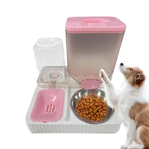 Katzen Auto Feeder und Waterer, Wasserspender Hund Wassernäpfe Haustier Futternapf Katzenfutter Feeder und Wassernapf Set mit Anti-Rutsch Boden für Futter und Wassernäpfe für Katzen und Hunde von PUCHEN