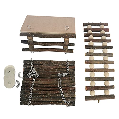 PUCHEN 5 Pcs Meerschweinchen-Spielplatzplattform,Holzspielzeug zum Zahnen und Kauen von Hamstern im Käfig | Haustier-Kletterspielzeug für Hamster, Meerschweinchen, Chinchillas, Rennmäuse von PUCHEN