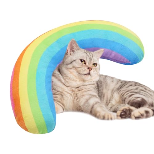 PUCHEN Beruhigendes Katzenkissen | Regenbogen-Kissen für Katzen - Katzenbett mit Halswirbelschutz, langlebiges Wurfspielzeug, waschbar und beruhigend für Decke und Trage von PUCHEN