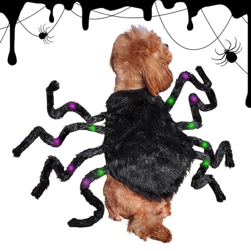 PUCHEN Haustier Cosplay Kostüm Spinne | Verstellbares Spinnen-Cosplay mit gruseligen pelzigen Beinen - Haustier-Halloween-Kostüme für Halloween-Themenpar, Festival-Parade, Foto-Requisiten von PUCHEN