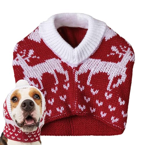 PUCHEN Strickmütze für kleine Hunde, Ohrenschützer, Winter-Elchmützen für mittelgroße Hunde, elastisches Stricken mit Ball, Liebes-Schneeflocken-Design von PUCHEN