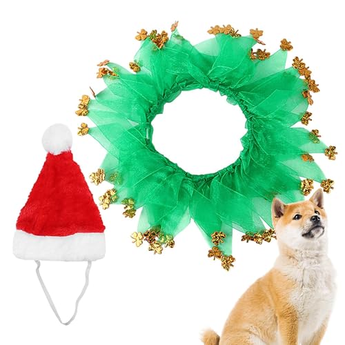 Weihnachtsmütze für Hunde – niedliches, weiches Haustierhalsband und Mütze, hautfreundliches Weihnachtskostü , atmungsaktives Hunde-Outfit, elastisches Haustierzubehör für Veranstaltungen, Partys, von PUCHEN