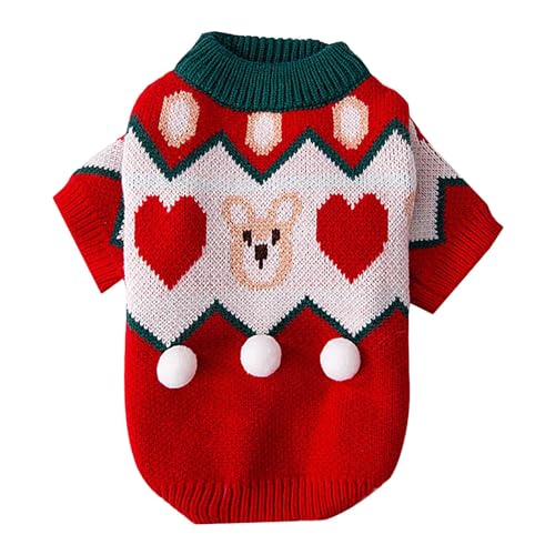 Weihnachtspullover für Hunde – Weihnachtspullover Haustiere Pullover – Atmungsaktiver Winter-Weihnachtshundemantel für kleine mittelgroße Katzen Hunde Haustiere von PUCHEN