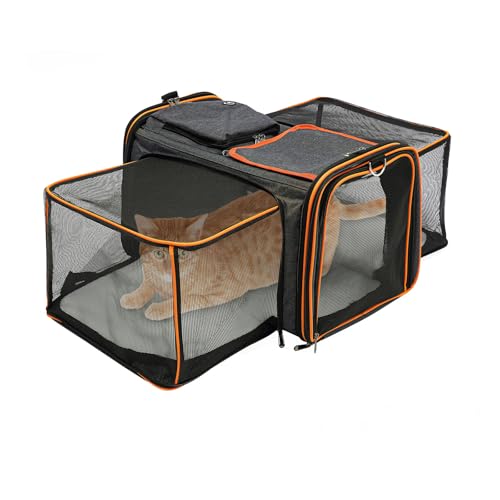 Faltbare Transportbox für Hunde, Expandierbarer Haustiertransportbox, Atmungsaktiv Hundetransportbox Faltbar Hundetasche für Reise, Auto & Zuhause von PUCMER