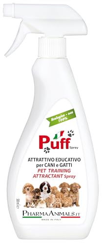 Puff Natürliches Lockstoffspray für Hunde und Katzen, 100 % umweltfreundlich, einfache Anwendung, für Katzentoilette und Bedürfnisbereich – 500 ml, hergestellt in Italien von PUFF