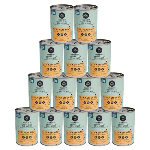 PUJA Premium Nassfutter für Hunde 14x400g, feine Chicken Bowl I Lebensmittelqualität, 100% natürlich & regional, ohne Konservierungsstoffe I Reich an Hähnchenfleisch von PUJA