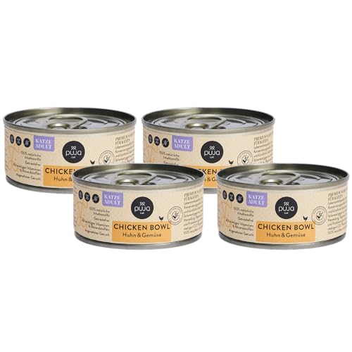 PUJA Premium Nassfutter für Katzen - feine Chicken Bowl 4x100g von PUJA