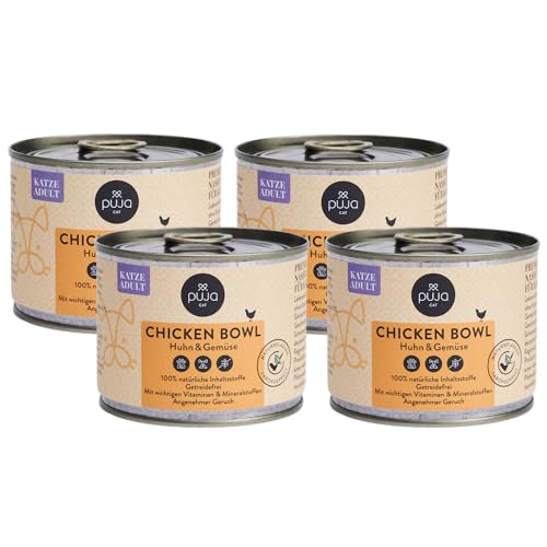 PUJA Premium Nassfutter für Katzen - Feine Chicken Bowl 4x200g I Mit Kartoffeln, Karotten und Apfel I Lebensmittelqualität & 100% natürlich & regional I Ohne Konservierungsstoffe I Reich an Huhn von PUJA