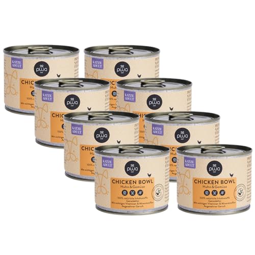 PUJA Premium Nassfutter für Katzen - Feine Chicken Bowl 8x200g I Mit Kartoffeln, Karotten und Apfel I Lebensmittelqualität & 100% natürlich & regional I Ohne Konservierungsstoffe I Reich an Huhn von PUJA