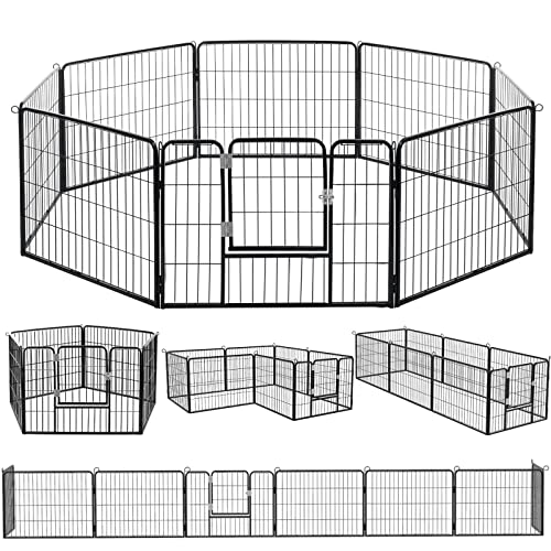 PUKAMI Welpen-Laufstall, tragbarer Hundezaun, Laufstall für drinnen und draußen, für kleine und mittelgroße Hunde, 8 Panele mit Tür, 61 x 76 cm von PUKAMI