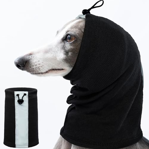 Gehörschutz Hund, lärmschutz für Hunde Hundekopfverband für Ohrhämatome Hunde Ohrenschutz Kopfwickel Ohren-Hoodie zur Geräuschunterdrückung beim Pflegebaden(Schwarz, M) von PUMYPOREITY