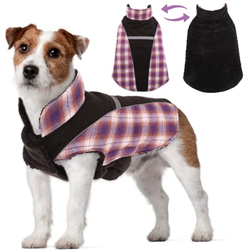 Haustier Hundemantel Wendbare, Warme Hundepullover Winter Klein Mittel groß Hundejacken Weste Winddicht Schneeanzug Hundekleidung Outfit mit Fleecekragen(Lila, XS) von PUMYPOREITY