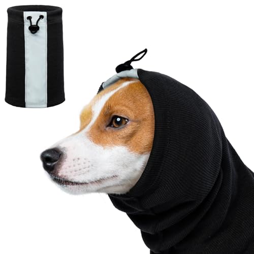 Hoodie für Hunde Katzen, Gehörschutz Hund Beruhigende Ohrenschützer lärmschutz für Hunde Hundekopfverband für Ohrhämatome Ohrenklappen Hund(Schwarz, S) von PUMYPOREITY