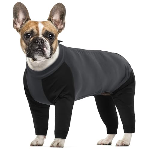 Hundeschlafanzug, Hund Onesie Hunde-Overall Erholungsanzug für Hunde Nach der Operation Langärmliger Wundschutzanzüge Hund Jumpsuit Weich für Kleine Mittel Große Hunde(Grau, M) von PUMYPOREITY