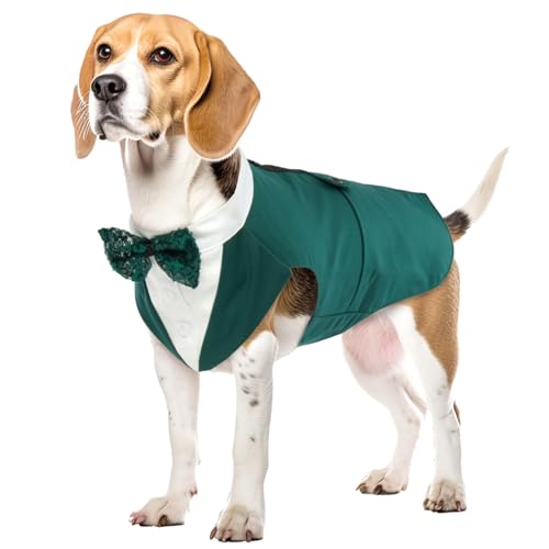 Hunde Smoking, Halloween Kostüm Hund Dog Christmas Costume Dog Suit Hund Tuxedo Hundekostüm Halloween Große Hunde(Dunkelgrün, XL) von PUMYPOREITY