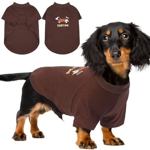 PUMYPOREITY Hunde-Shirt, niedlich bedrucktes Hunde-T-Shirt für mittelgroße Hunde, atmungsaktive Hemden für Hunde, leicht, dehnbar, Hunde-Shirt für Französische Bulldogge, Dackel, XL, Braun von PUMYPOREITY