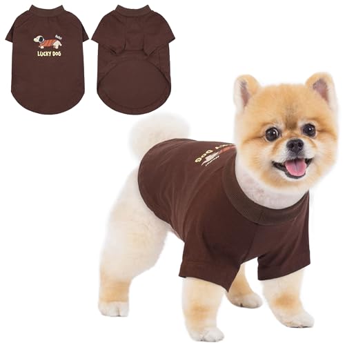 Hunde-Shirt, kariert, für kleine Hunde, Jungen, Mädchen, Katzenkleidung, weiches Welpen-Outfit, Braun, Größe L von PUMYPOREITY