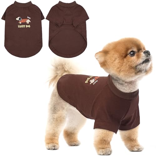 Hunde-Shirt, kariert, für kleine Hunde, Jungen, Mädchen, Katzenkleidung, weiches Welpen-Outfit, Braun, Größe M von PUMYPOREITY