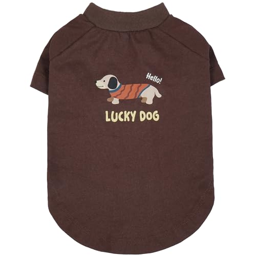 Hunde-Shirt, kariert, für kleine Hunde, Jungen, Mädchen, Katzenkleidung, weiches Welpen-Outfit, Braun, Größe M von PUMYPOREITY