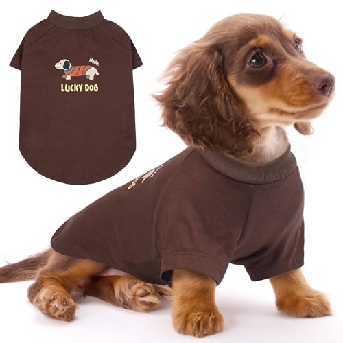 Hunde-Shirt, kariert, für kleine Hunde, Jungen, Mädchen, Katzenkleidung, weiches Welpen-Outfit, Braun, Größe S von PUMYPOREITY