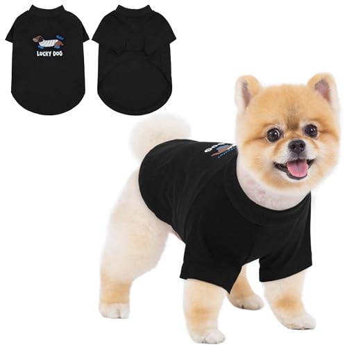 Hunde-Shirt, kariert, für kleine Hunde, Jungen, Mädchen, Katzenkleidung, weiches Welpenoutfit, Schwarz, Größe L von PUMYPOREITY