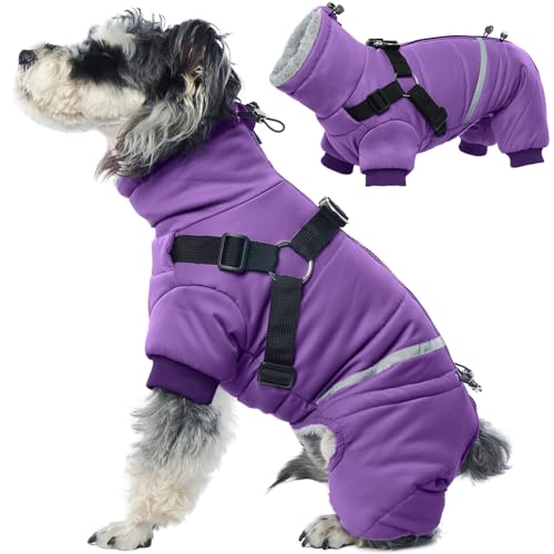 Hundemantel mit Geschirr, Hundejacke Winter Hundepullover Mittelgroße Hunde Winter Warmer Hundepullover Hundeweste mit Geschirr(Lila, L) von PUMYPOREITY