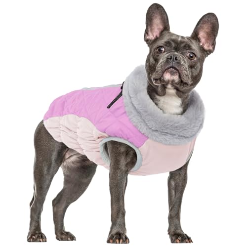 Wasserdichter Hundejacke, Warme Hunde Mantel Winter Hunde Jacke Winddichte Hundekleidung Weste Schneeanzug Hund Bekleidung für Mittelgroße Hunde(Rosa, M) von PUMYPOREITY