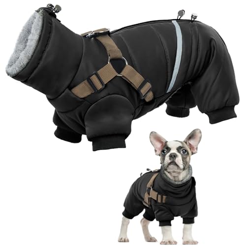 Hundemantel Mittelgroße Hunde, Hunde Wintermantel mit Geschirr Hundeweste Winter Hundemantel Reflektierend Winter Warme Hundebekleidung(Schwarz, M) von PUMYPOREITY