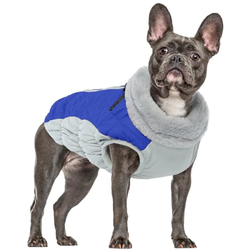 Hundepullover für Kleine Hunde, Hundejacke Wasserdicht Warmer Hundemantel Kleine Hunde Thermomantel Fleece Hunde Warme Winterjacke Rollkragen Winddicht Hunde Bekleidung für Winter Herbst(Blau, S) von PUMYPOREITY