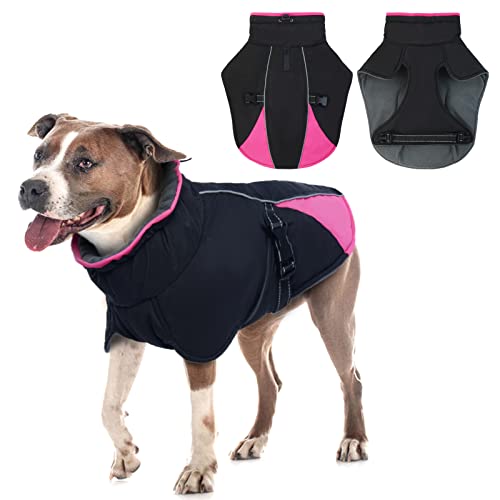 Hundemantel Winter, wasserdichte Welpe Jacke Warme Weste Reflektierende Hundejacke Fleece Gefüttert Wintermantel Winter Hundekleidung(Schwarz, 3XL) von PUMYPOREITY