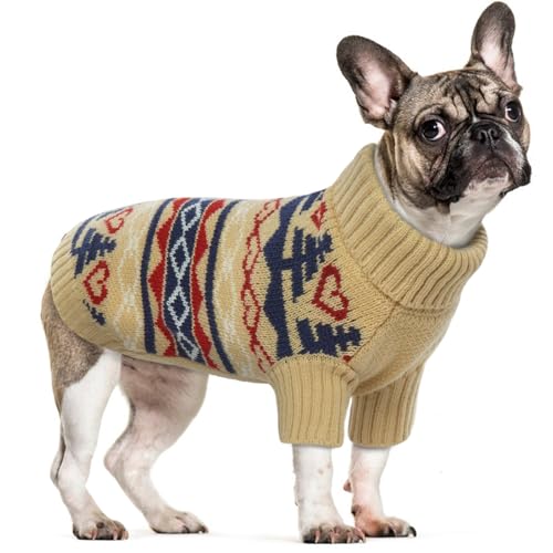 Hundepullover Kleine Hunde, Hundejacke Kleine Hunde Katzenpullover Wintermantel Hund Klein Hundepullover Französische Bulldogge Chihuahua Kleidung(Khaki, XS) von PUMYPOREITY