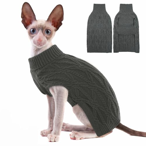 Katzen Hunde Pullover, Winter Warmer Hunde Pullis Mantel Jacke Weste Welpenkleidung Hundepullover Weihnachten Hundemantel Kleine Hunde Chihuahua Pullover(Grau, XS) von PUMYPOREITY